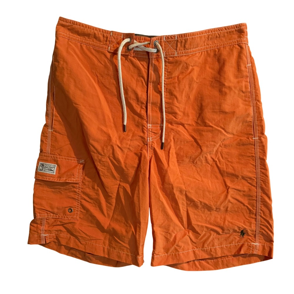 Polo Ralph Lauren Swim Trunks Mens S Orange Cargo Pocket Board Shorts